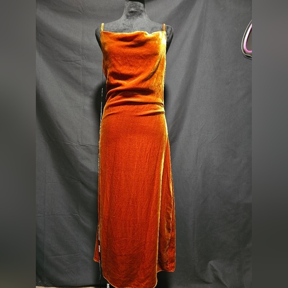NWT! JNSQ Seville Dress in Amber Red Orange Velvet Size 4 & 10 Available. - Picture 3 of 12